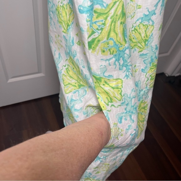 J. Jill Love Linen Coral Reef and Turtle Dress Sleeveless V-Neck Lined Large - Picture 7 of 15